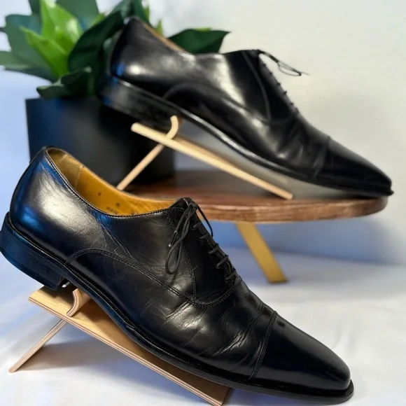 John W. Nordstrom Black Italian Leather Cap-Toe Oxfords - Sz 9 - Picture 6 of 7